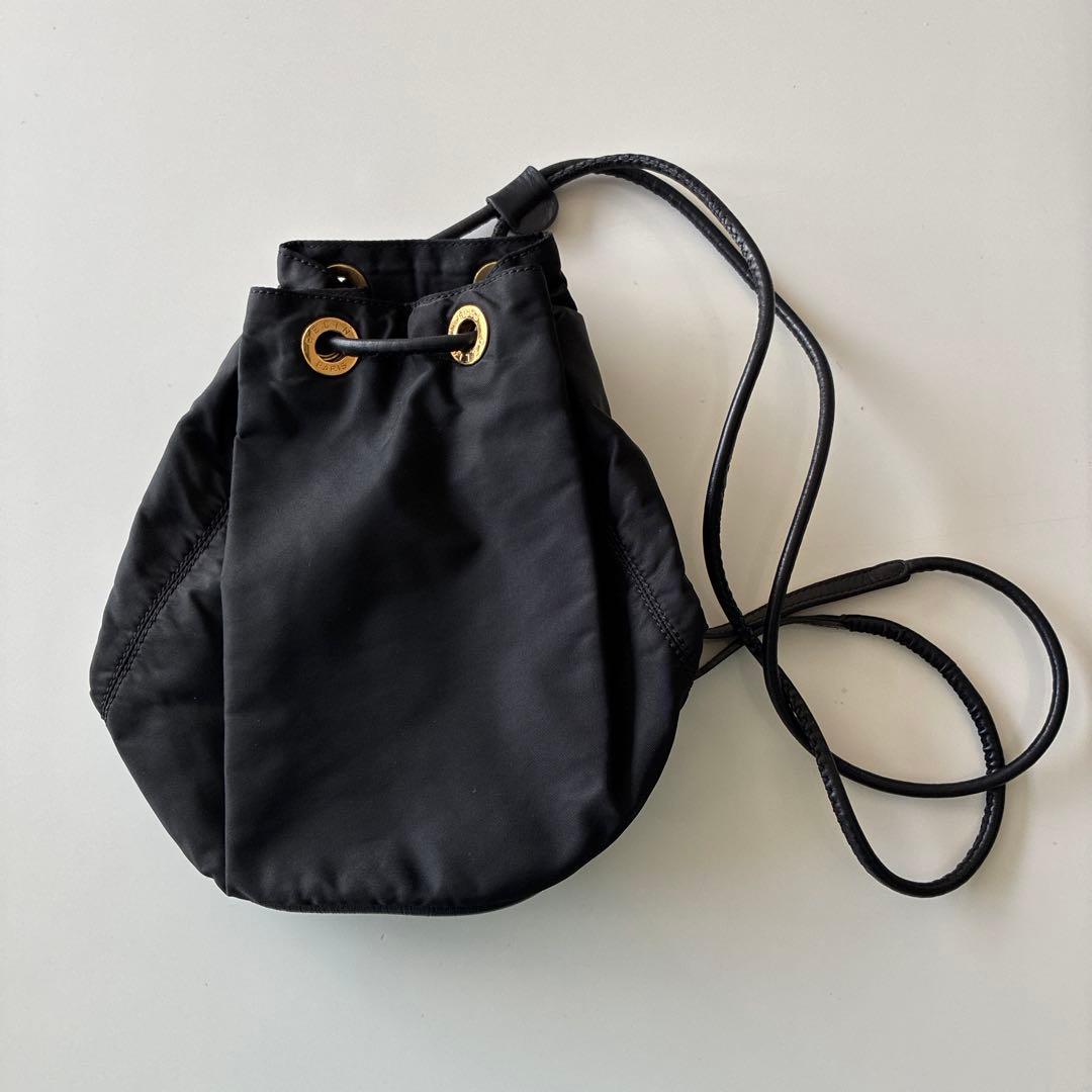 CELINE セリーヌ　黒 ドローストリング ショルダーバッグ