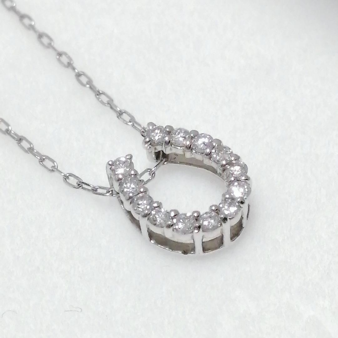 ●MJC ダイヤモンド プラチナ ホースシュー 馬蹄 ネックレス 45cm 三菱