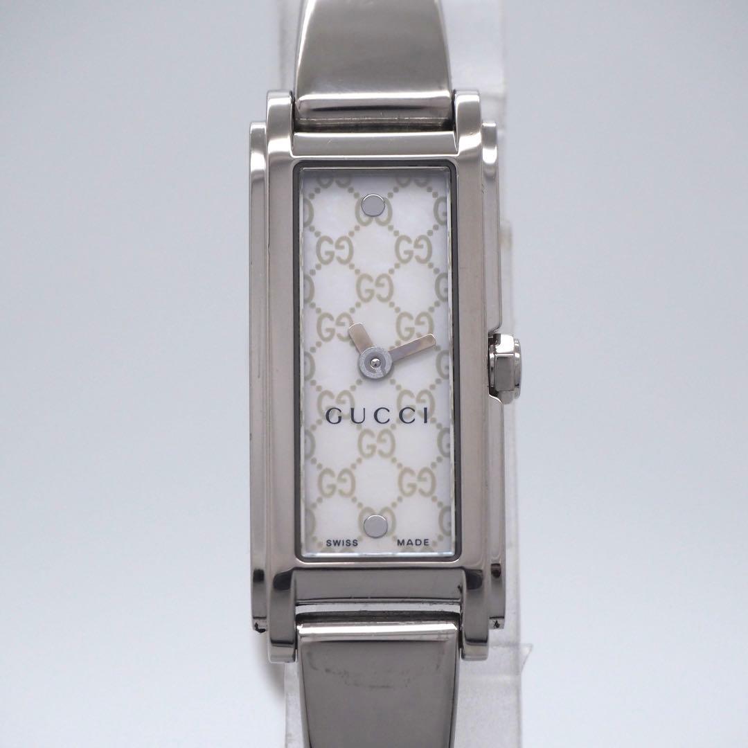 585 稼働 GUCCI 時計　レディース 109 ホワイトシェル バングル