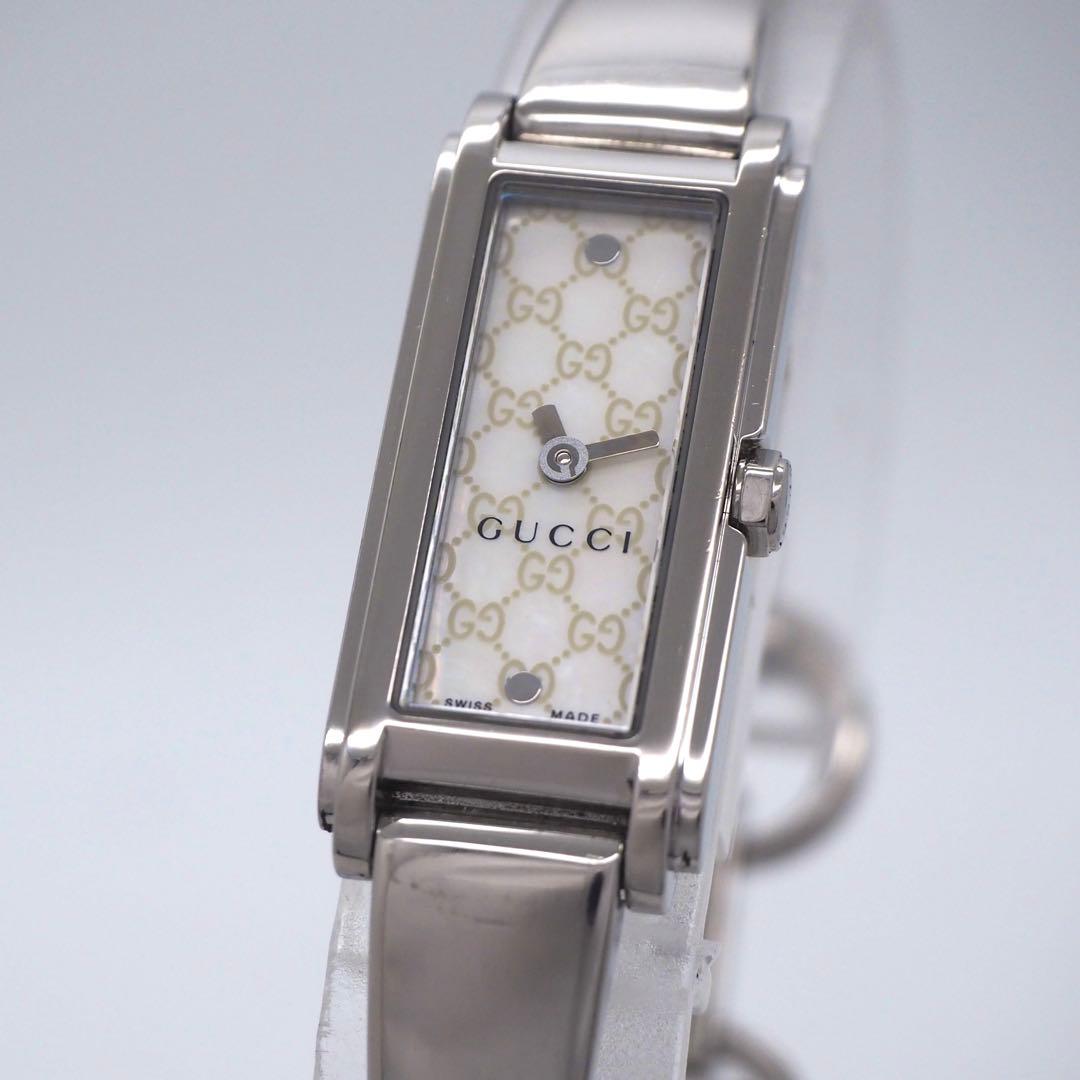 585 稼働 GUCCI 時計　レディース 109 ホワイトシェル バングル