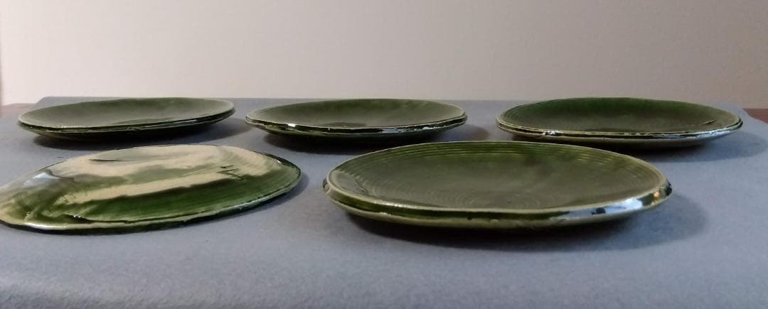 美濃焼の名工　大嶋久興　【子の日窯】　　織部　希少美品　中皿　5枚セット