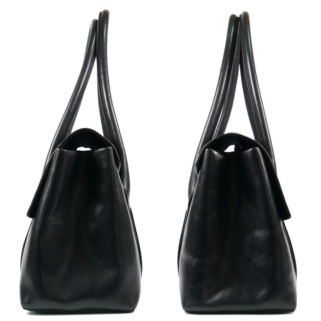 美品✨ ヒロフ ハンドバッグ トートバッグ レザー Hロゴ ダークネイビー