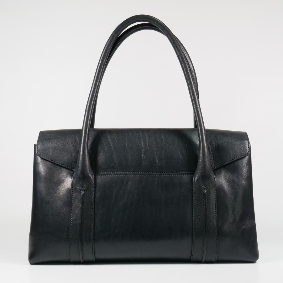 美品✨ ヒロフ ハンドバッグ トートバッグ レザー Hロゴ ダークネイビー