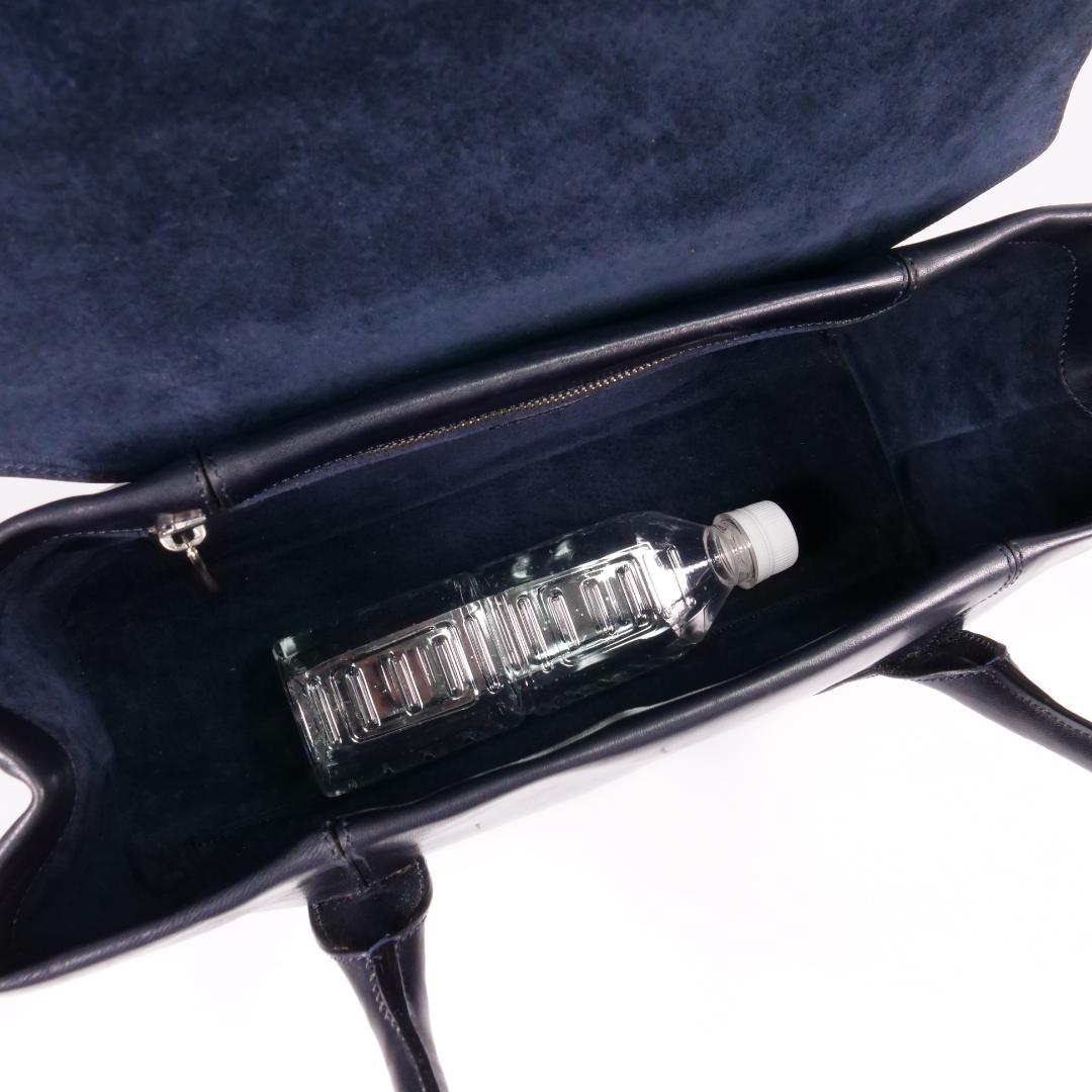 美品✨ ヒロフ ハンドバッグ トートバッグ レザー Hロゴ ダークネイビー