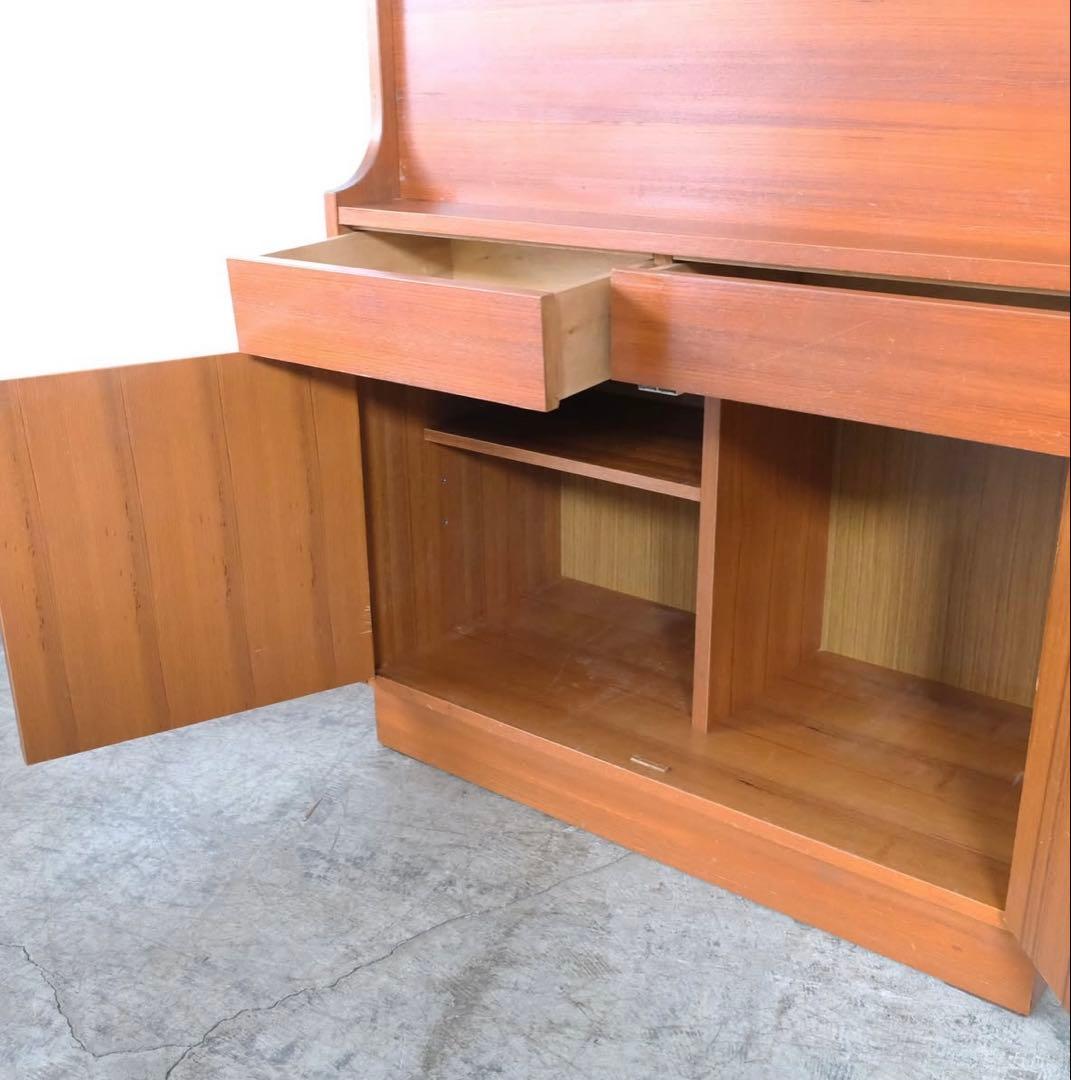 チーク ライティングビューロー/ガラスキャビネット