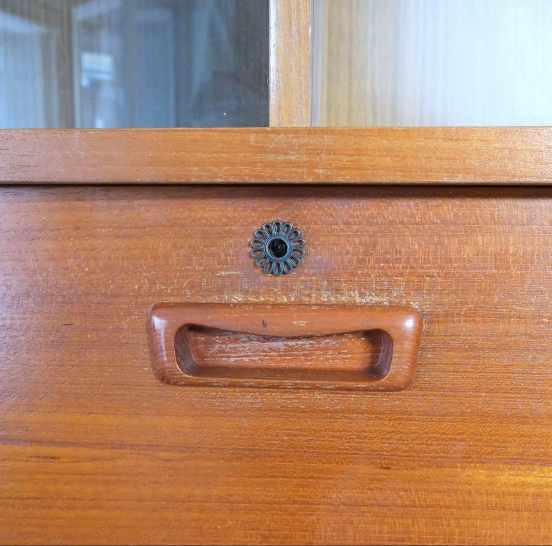 チーク ライティングビューロー/ガラスキャビネット