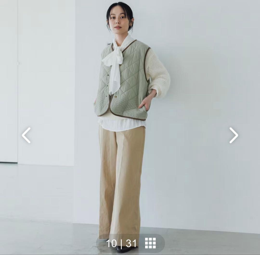 毎日着回したいキルティングベスト　よしいちひろさんコラボ　ライトカーキ　完売品