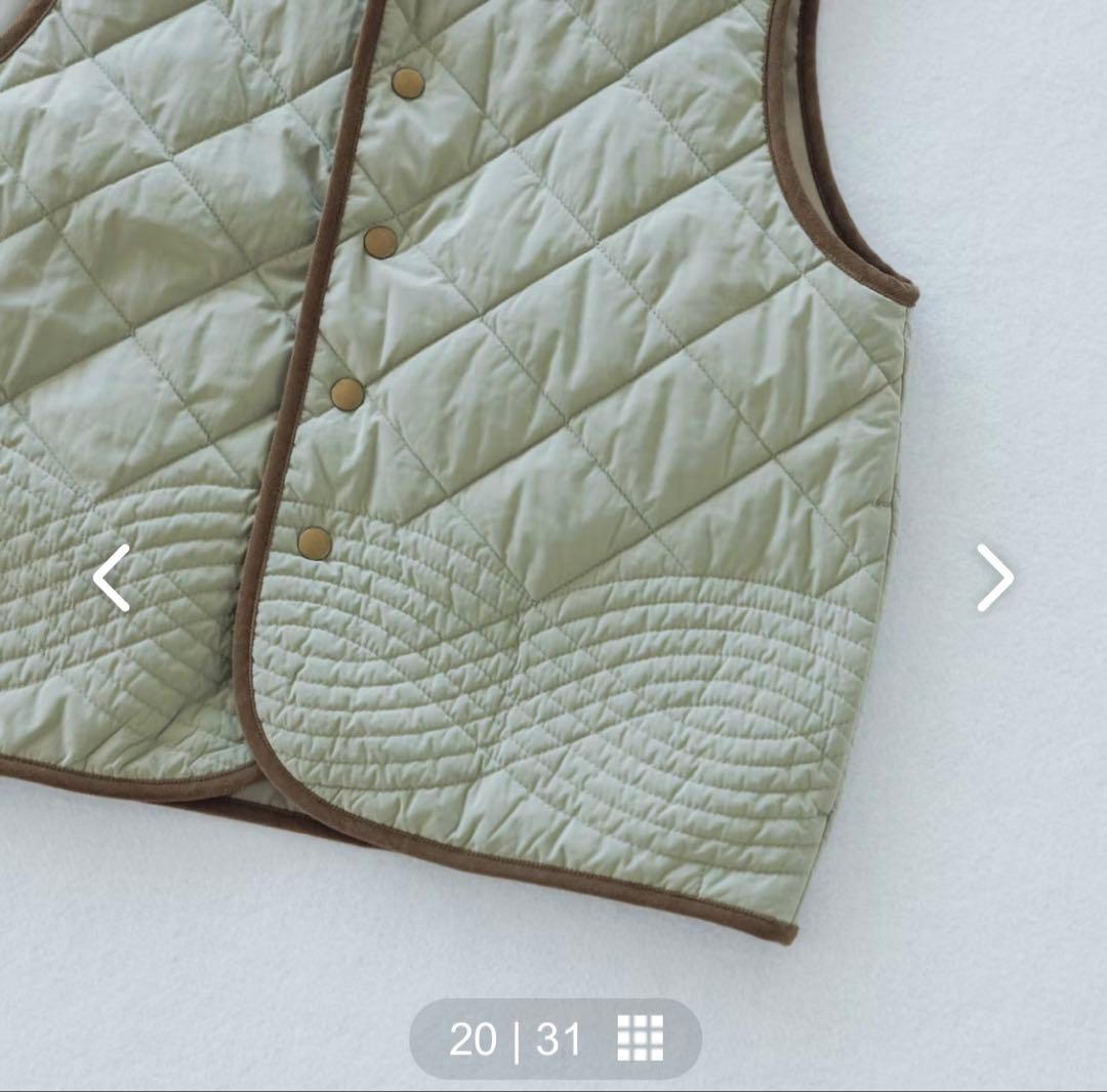 毎日着回したいキルティングベスト　よしいちひろさんコラボ　ライトカーキ　完売品