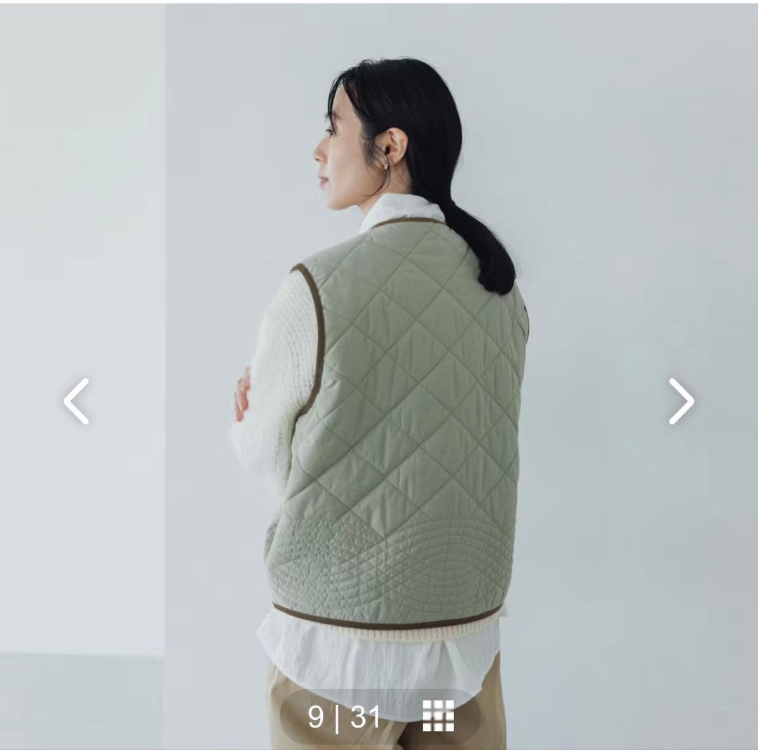 毎日着回したいキルティングベスト　よしいちひろさんコラボ　ライトカーキ　完売品