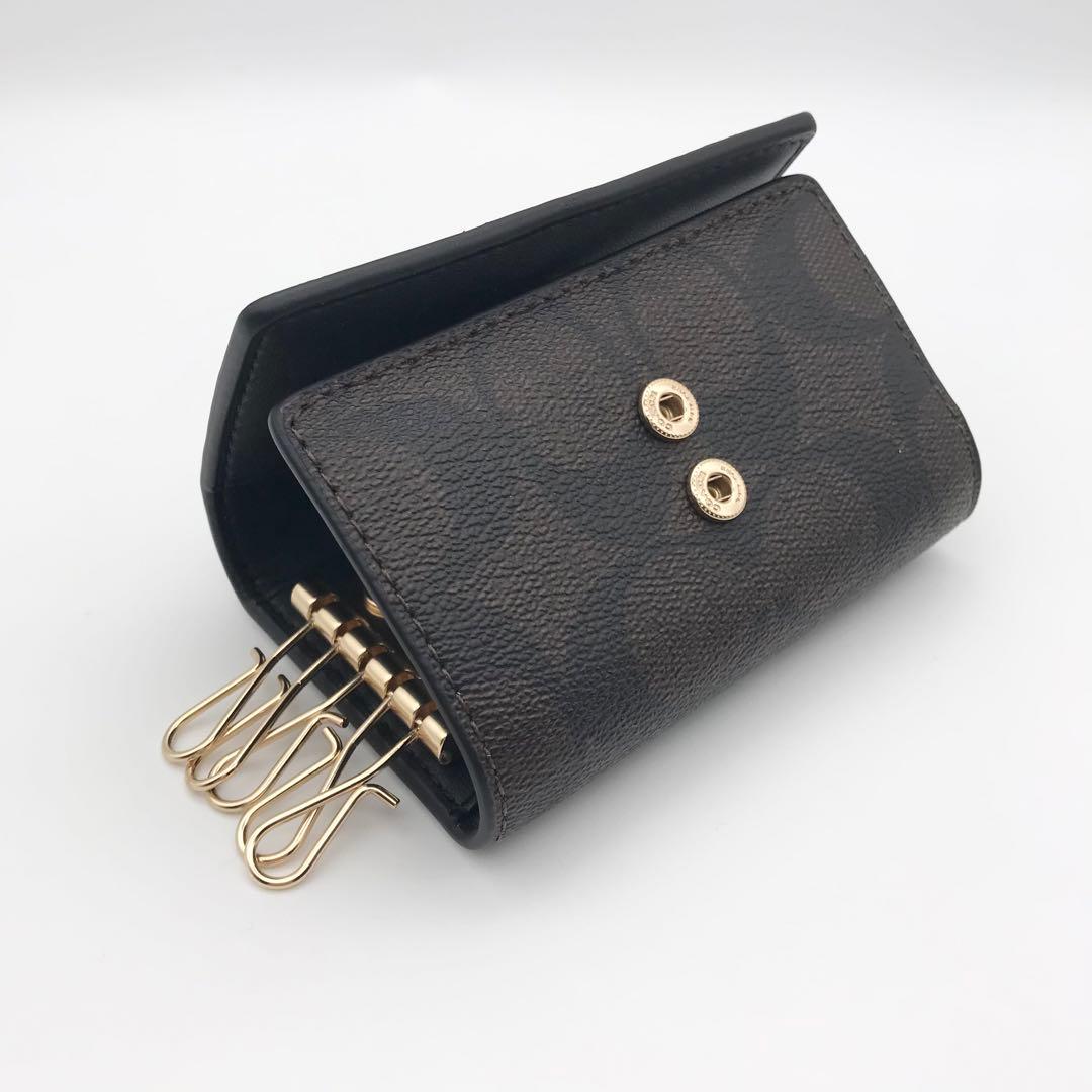 COACH 大人気！！ ファイブリング キーケース シグネチャー ブラウン 新品