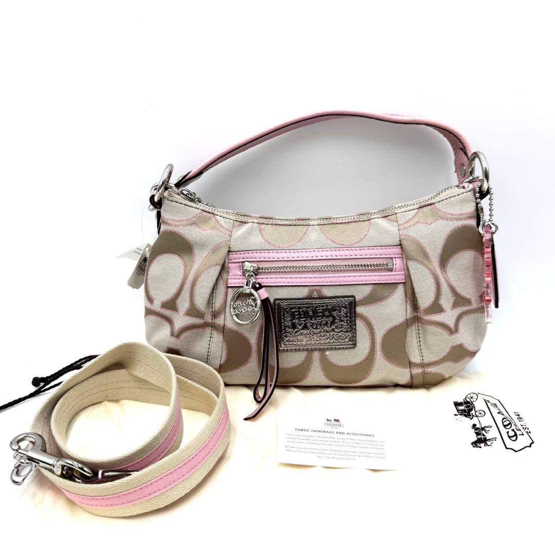 未使用保管品 COACH 2way バッグ ポピー シグネチャー ピンク