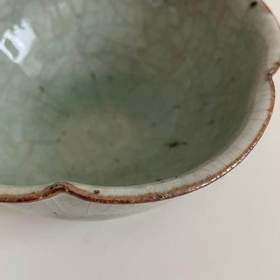 川口武亮　緑灰輪花小鉢　2個セット