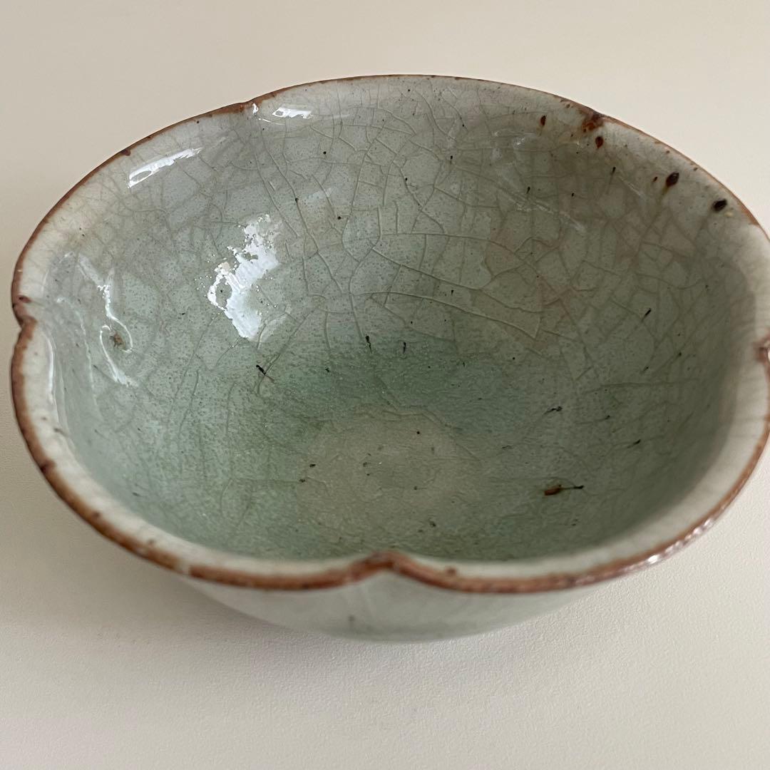 川口武亮　緑灰輪花小鉢　2個セット