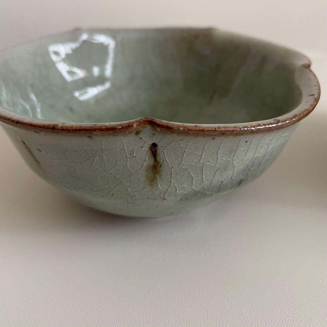 川口武亮　緑灰輪花小鉢　2個セット