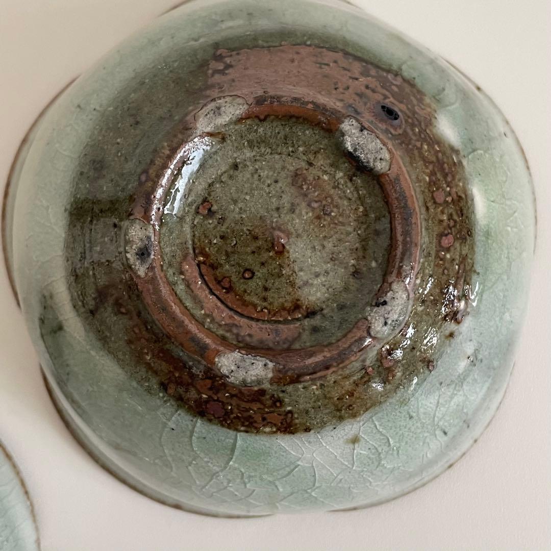 川口武亮　緑灰輪花小鉢　2個セット