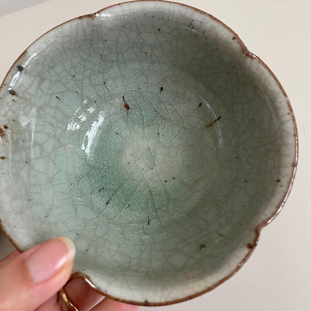 川口武亮　緑灰輪花小鉢　2個セット