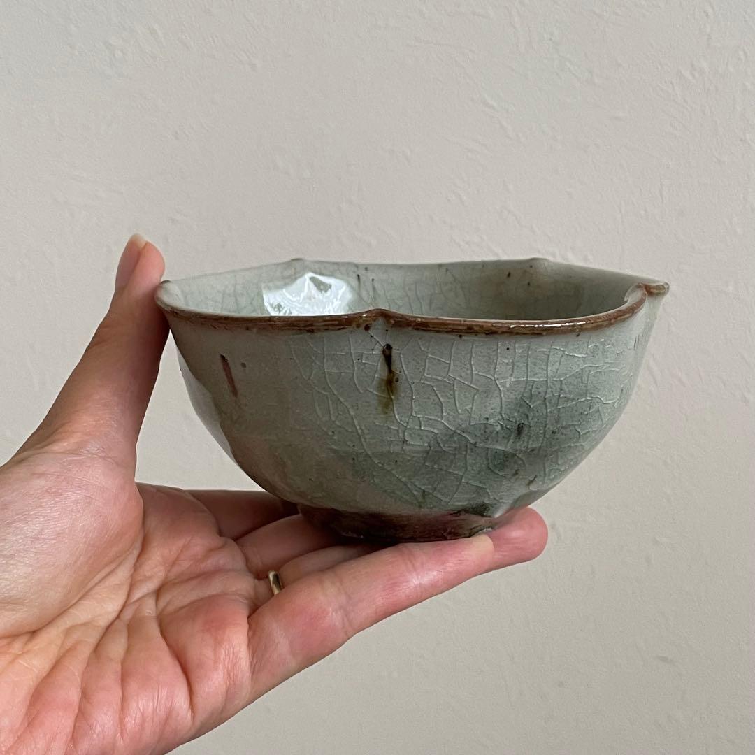 川口武亮　緑灰輪花小鉢　2個セット