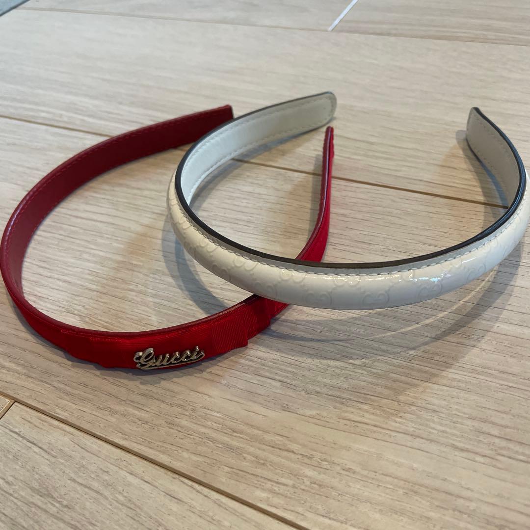 Gucci ヘアバンド 赤 白 2点セット