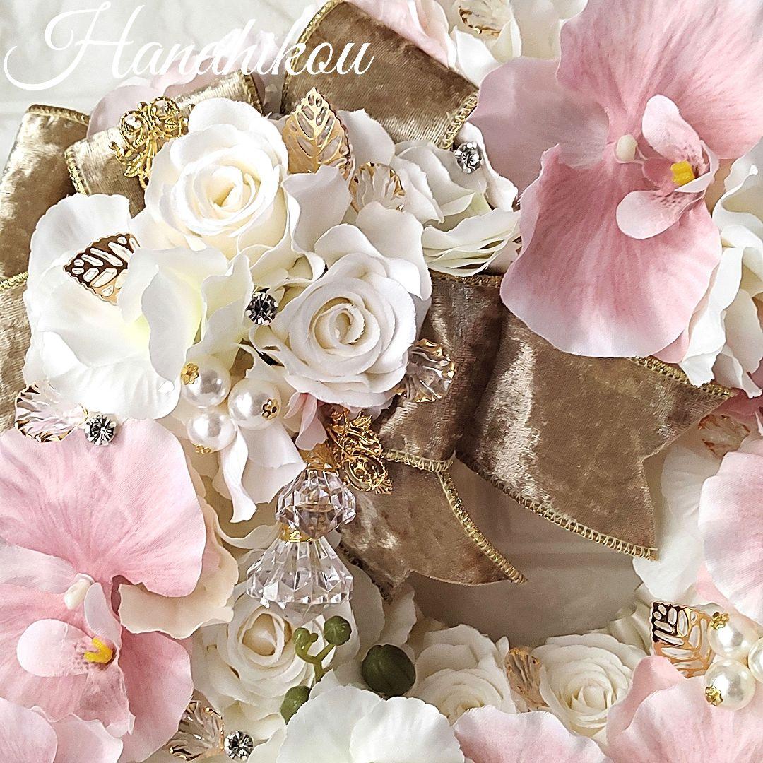 バラとピンク胡蝶蘭の豪華エレガント特大リース♪♪☆*