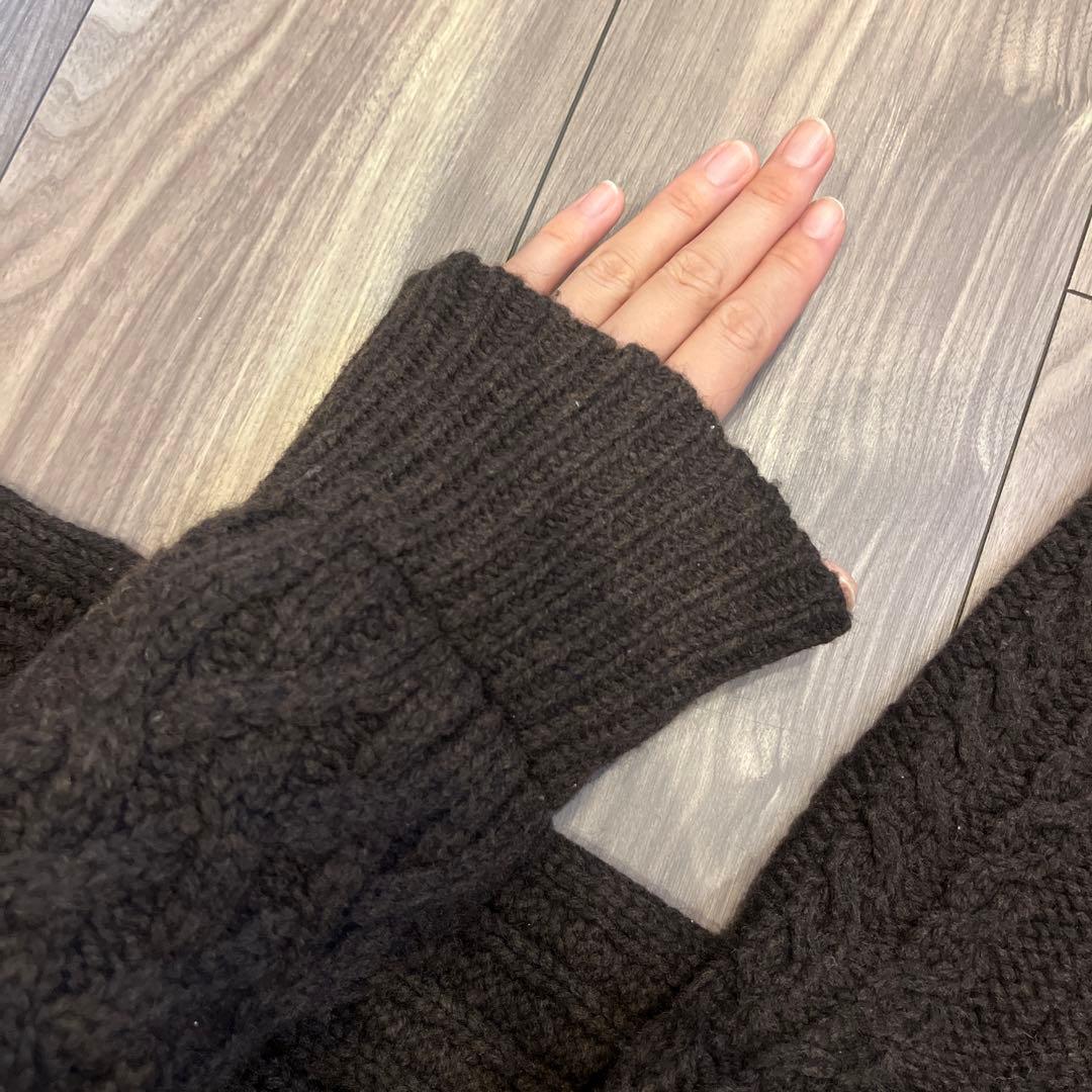 ワイズマフラー　Y's 袖つきマフラー ダークブラウン ニットマフラー