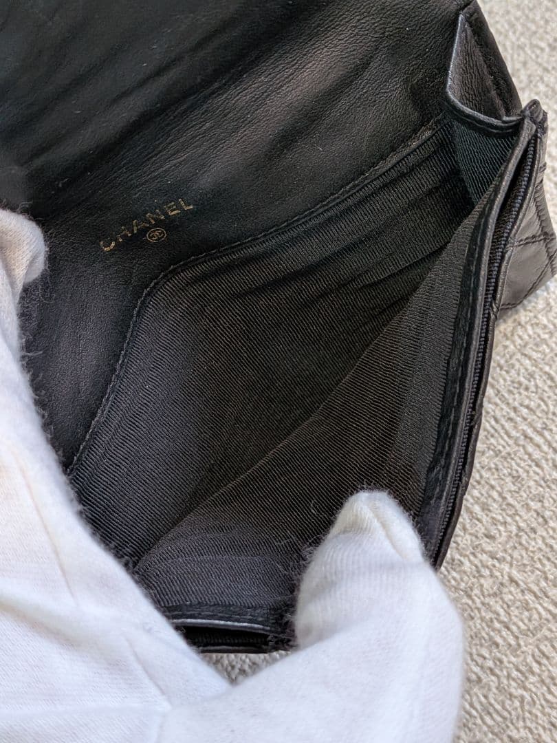 シャネル　黒　ビコローレ　ミニ財布　ケース　ラムスキン　ショルダー