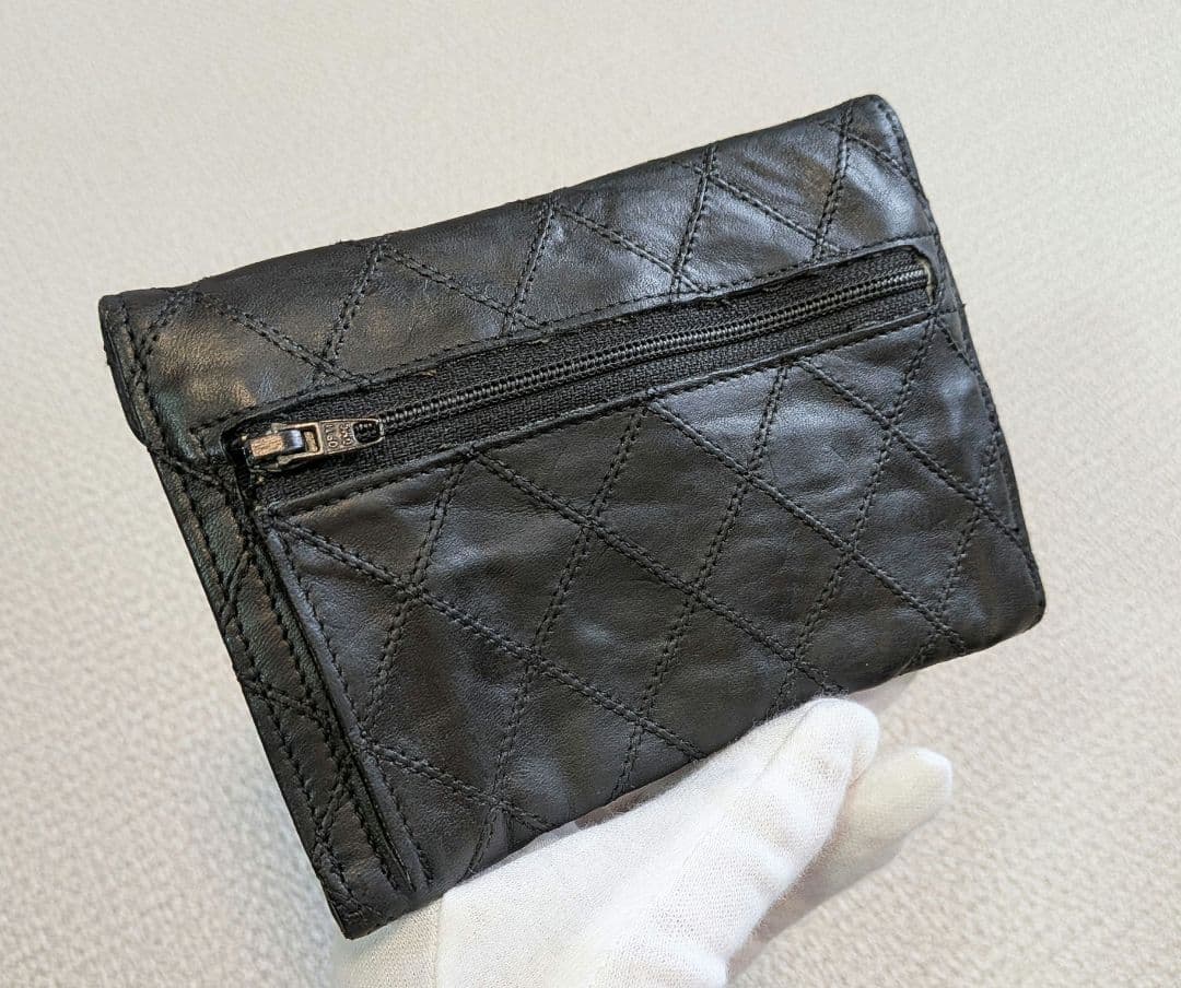 シャネル　黒　ビコローレ　ミニ財布　ケース　ラムスキン　ショルダー