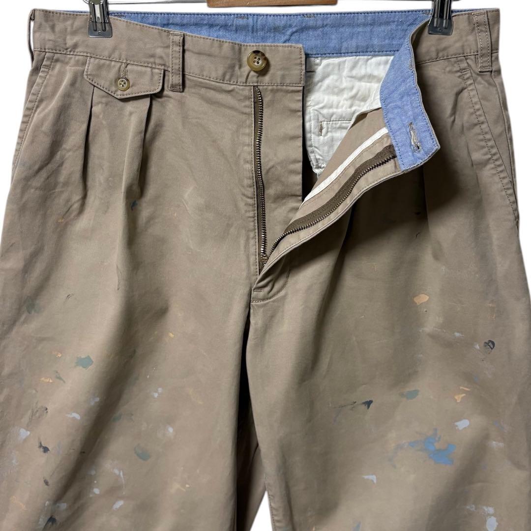 BEAMS+ 2プリーツチノトラウザーズ ストレッチペンキ ペイント 一点物