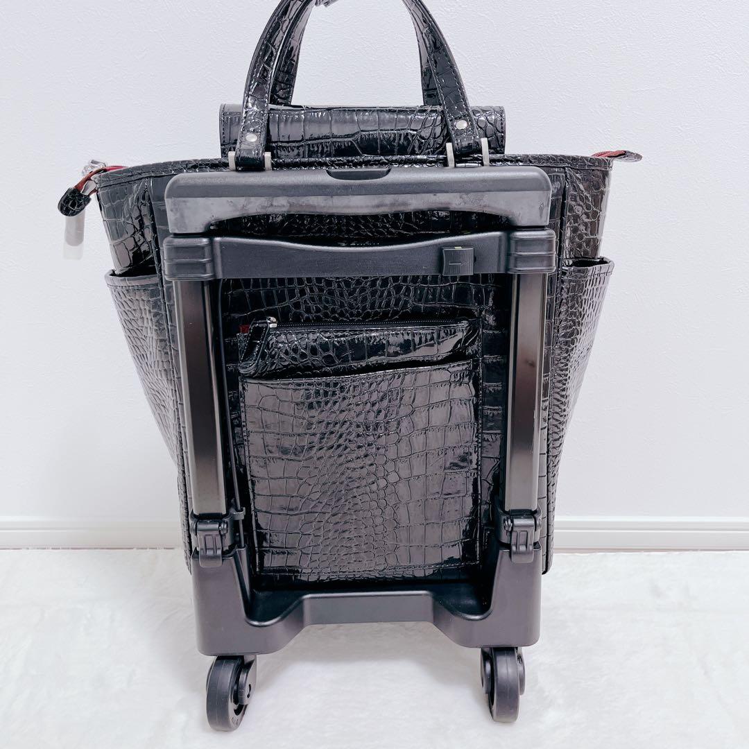 【美品】SWANY スワニー クロコ型押し ブラック キャリーケース 2way