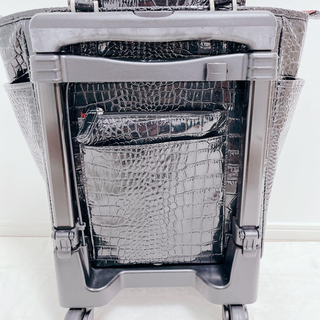 【美品】SWANY スワニー クロコ型押し ブラック キャリーケース 2way