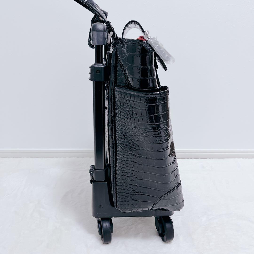 【美品】SWANY スワニー クロコ型押し ブラック キャリーケース 2way