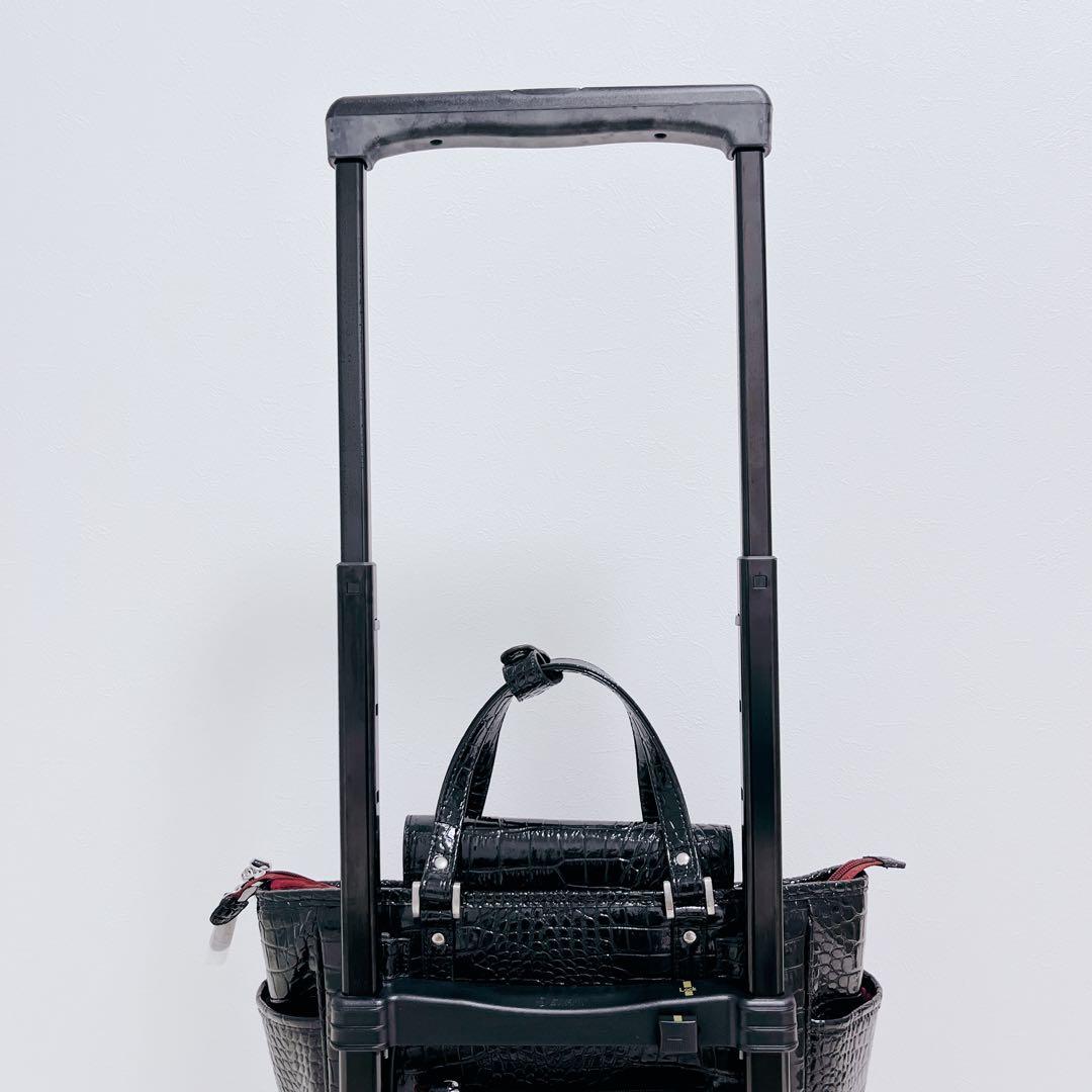 【美品】SWANY スワニー クロコ型押し ブラック キャリーケース 2way