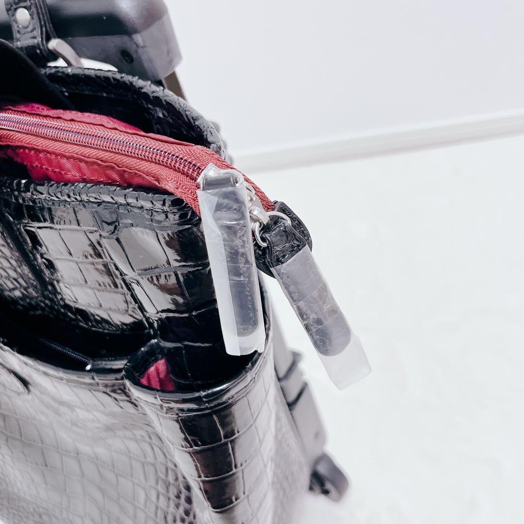 【美品】SWANY スワニー クロコ型押し ブラック キャリーケース 2way