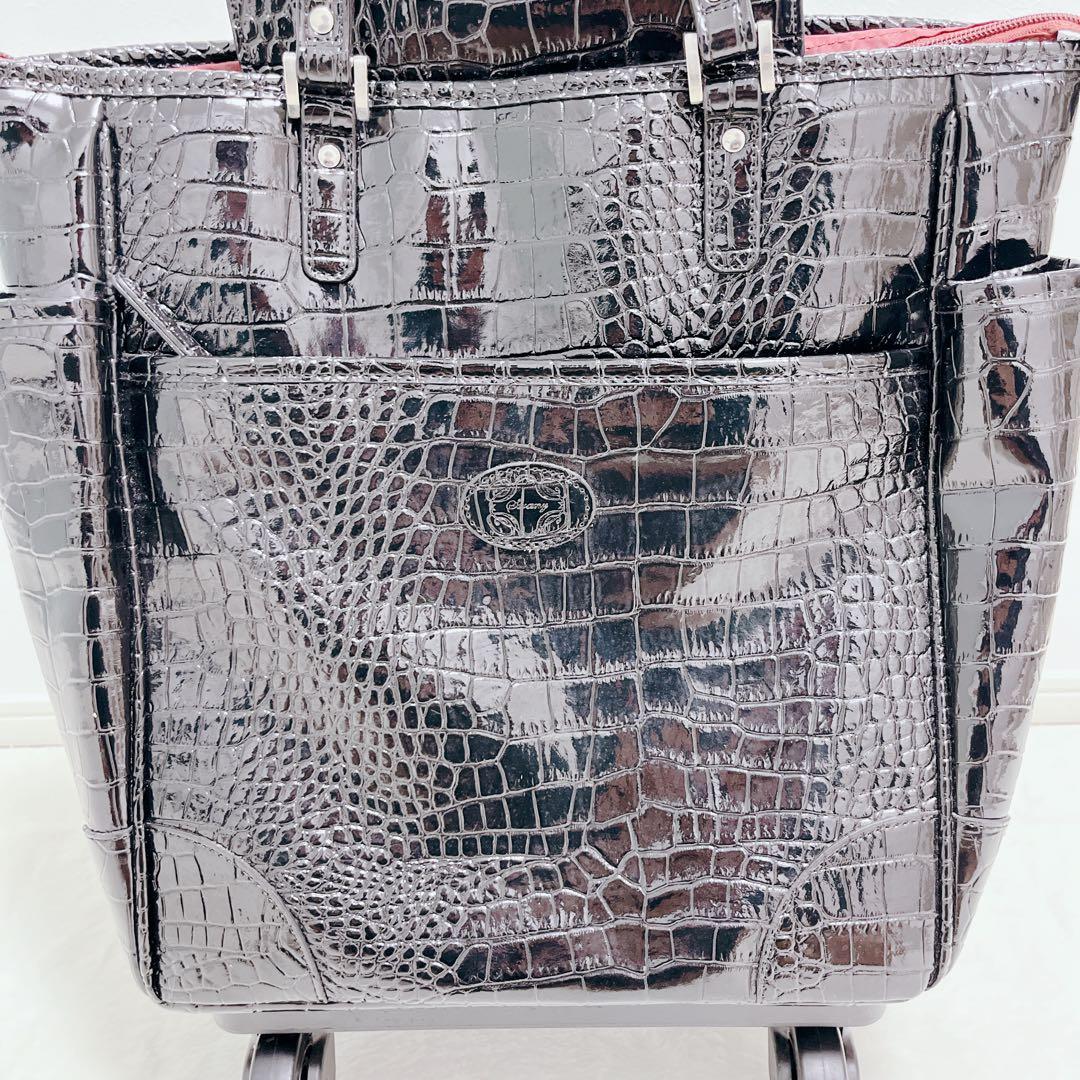 【美品】SWANY スワニー クロコ型押し ブラック キャリーケース 2way