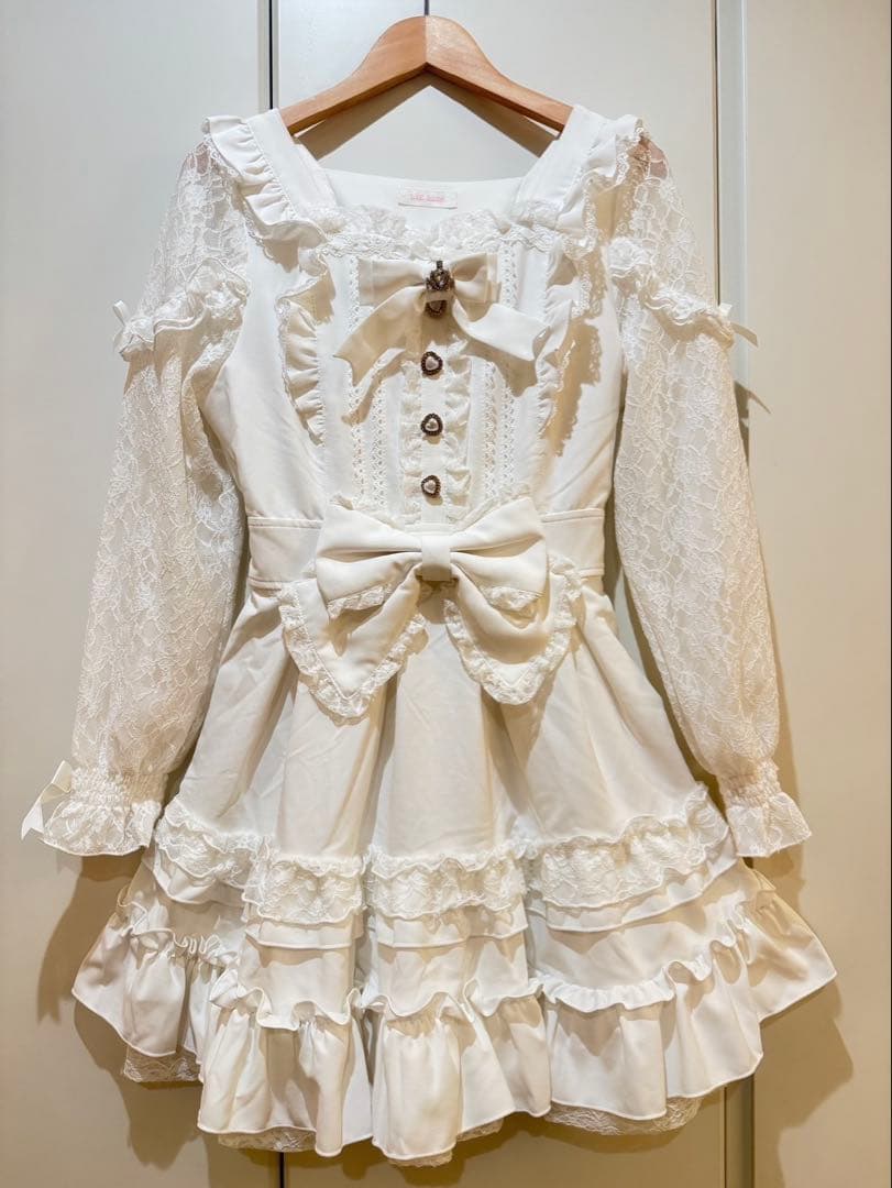 LIZLISA ティアラリボンティアードワンピース ホワイト