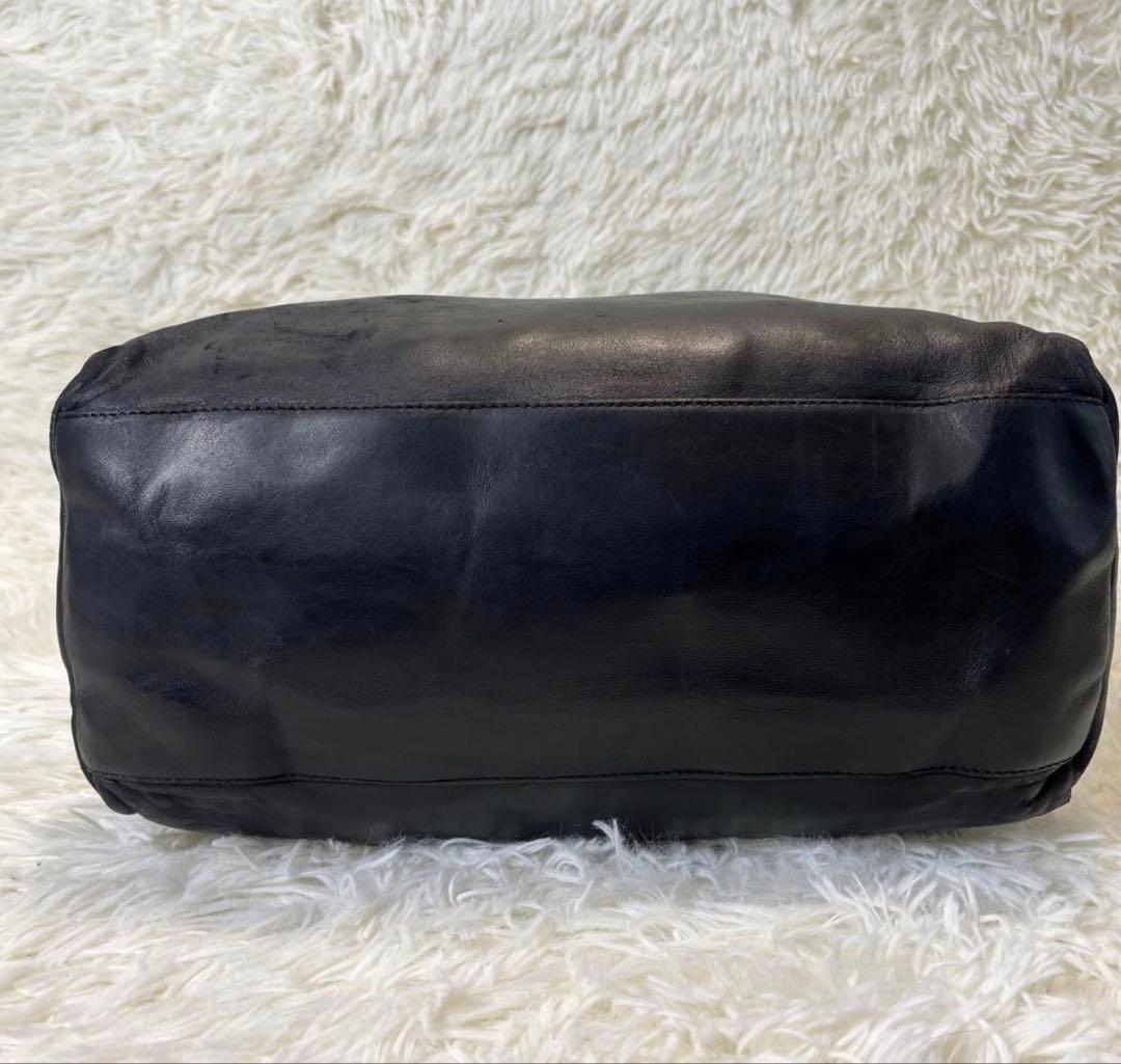 美品✨ PRADA トートバッグ オールレザー 三角ロゴプレート 黒