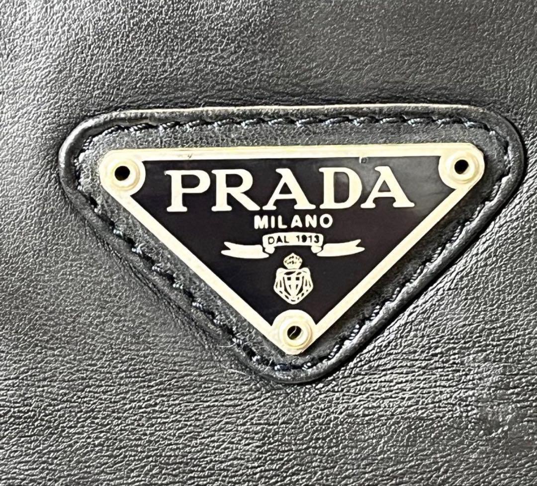 美品✨ PRADA トートバッグ オールレザー 三角ロゴプレート 黒