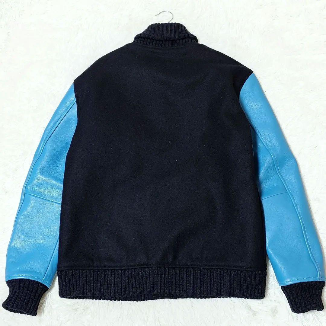 ☆新品☆ コードナンバーエイト【M】スタジャン 牛革 × ウール 黒 × 青