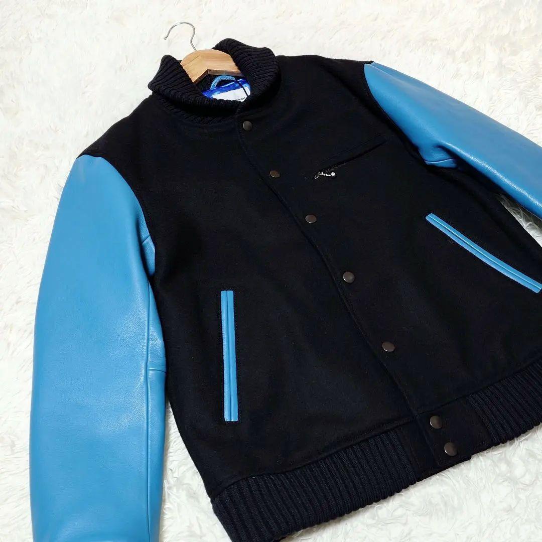 ☆新品☆ コードナンバーエイト【M】スタジャン 牛革 × ウール 黒 × 青