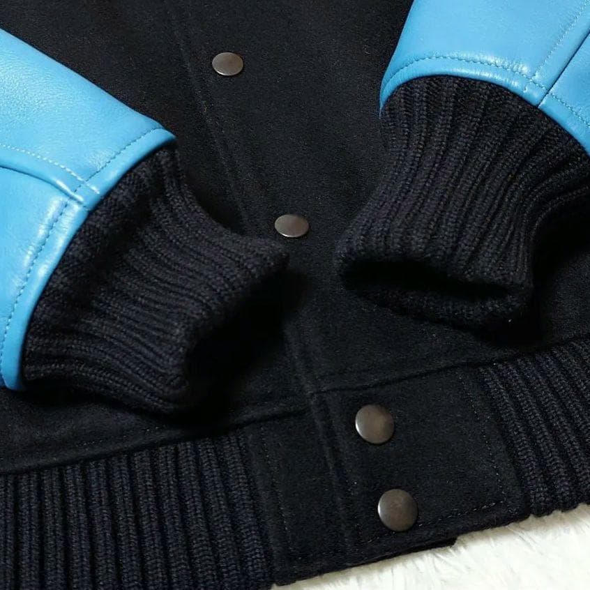 ☆新品☆ コードナンバーエイト【M】スタジャン 牛革 × ウール 黒 × 青