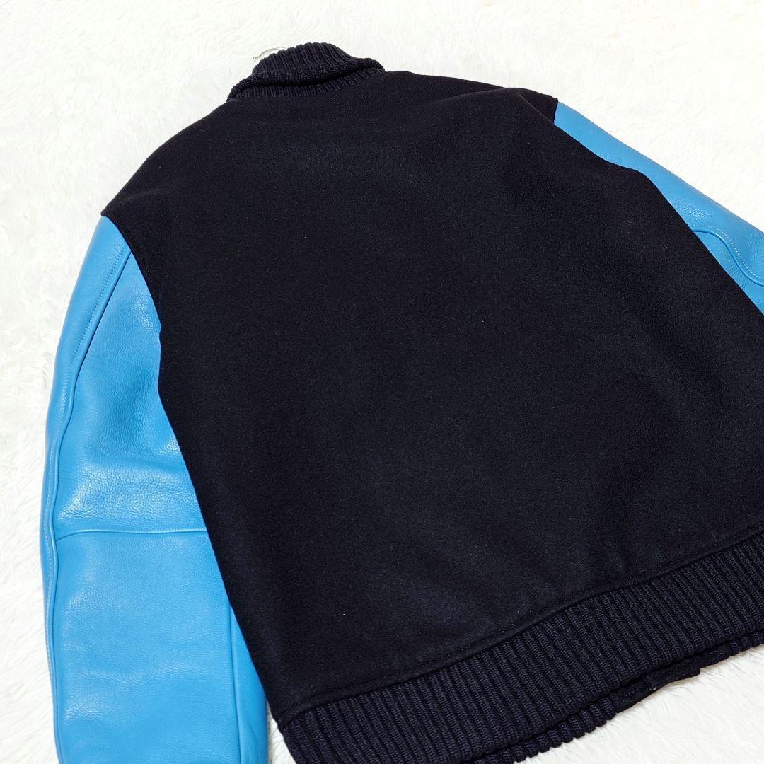 ☆新品☆ コードナンバーエイト【M】スタジャン 牛革 × ウール 黒 × 青