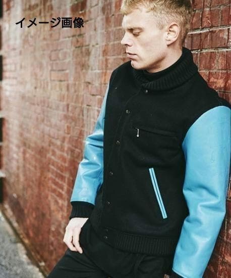 ☆新品☆ コードナンバーエイト【M】スタジャン 牛革 × ウール 黒 × 青