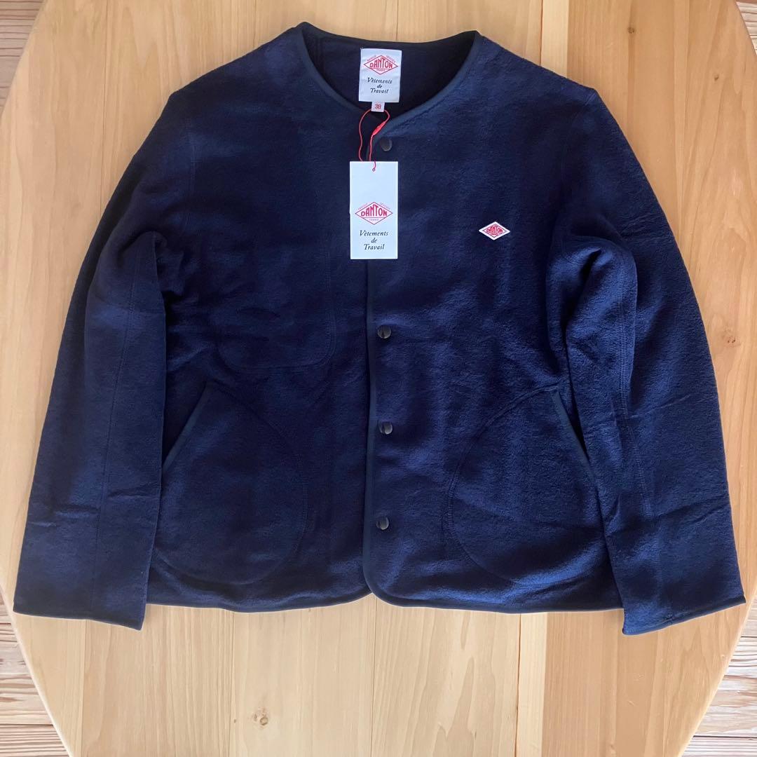 ダントン【タグ付き】フリースカラーレスジャケット 38 ネイビー