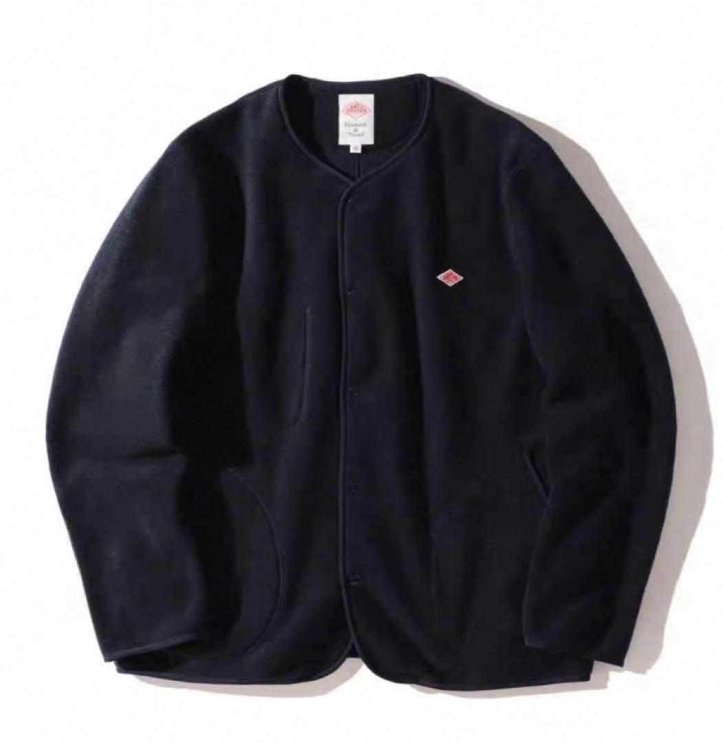 ダントン【タグ付き】フリースカラーレスジャケット 38 ネイビー