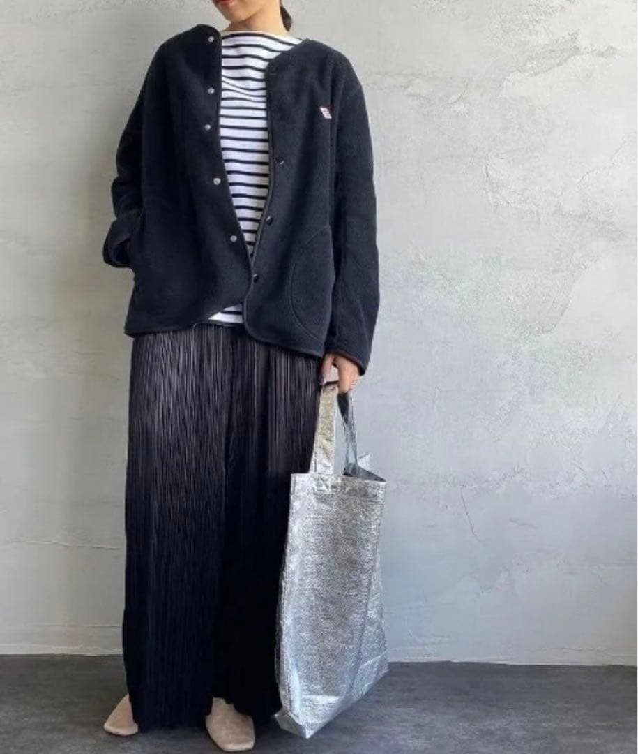 ダントン【タグ付き】フリースカラーレスジャケット 38 ネイビー