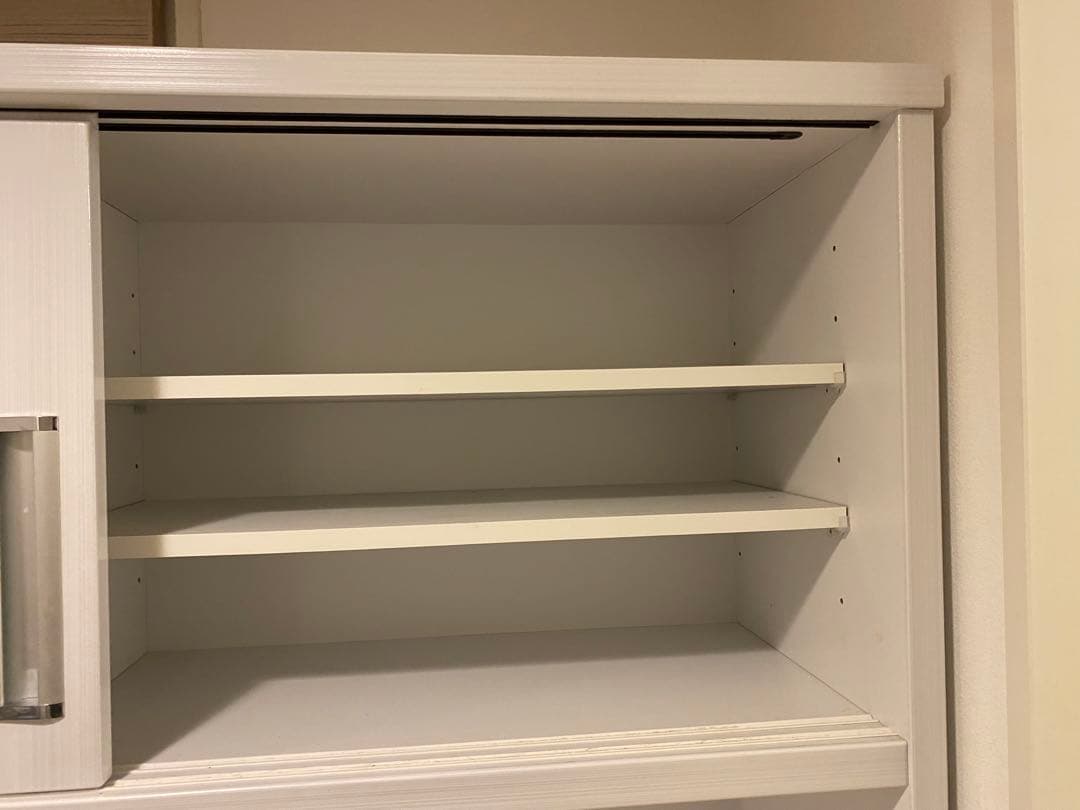 食器棚　幅140cm ホワイト　鏡面