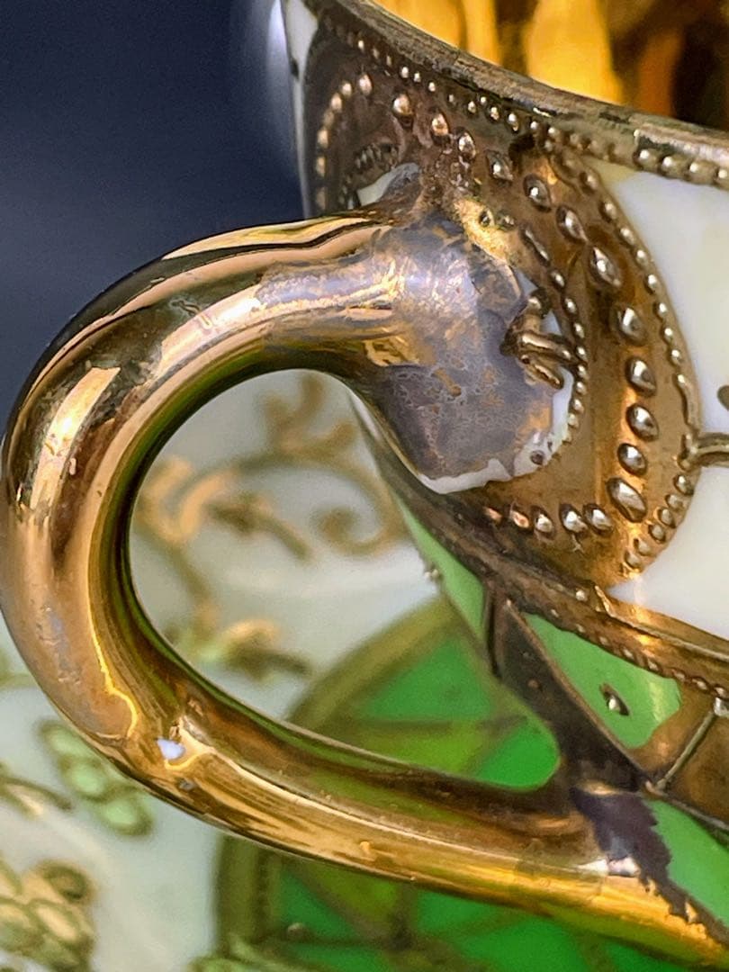 オールドニッポン ティーカップ ソーサー トリオ アールヌーボー 金盛り