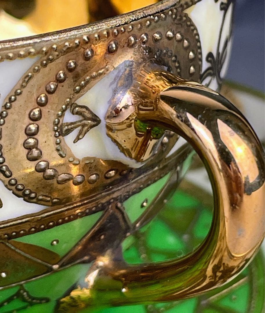 オールドニッポン ティーカップ ソーサー トリオ アールヌーボー 金盛り