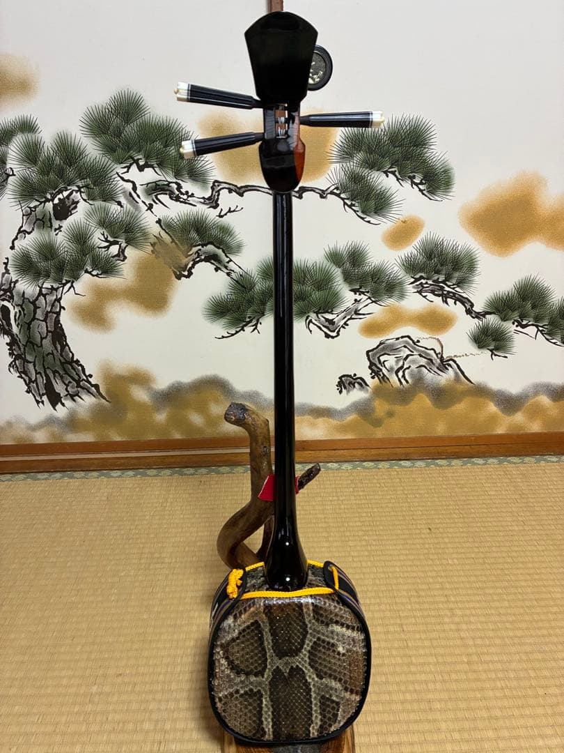 沖縄三線　島黒木！島クルチ！　本蛇皮一枚張り！⑤㉖