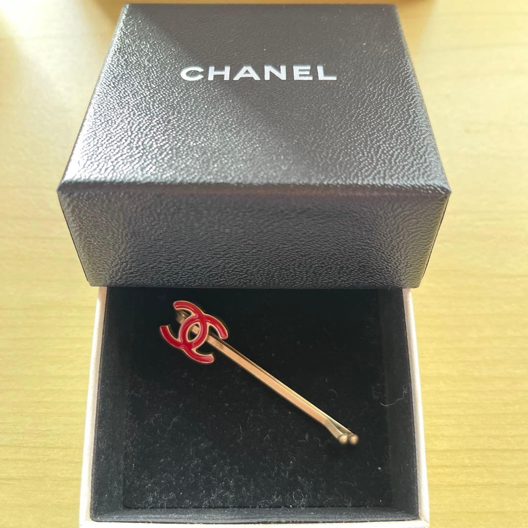正規品シャネル　ココマーク　ヘアピン　レッド