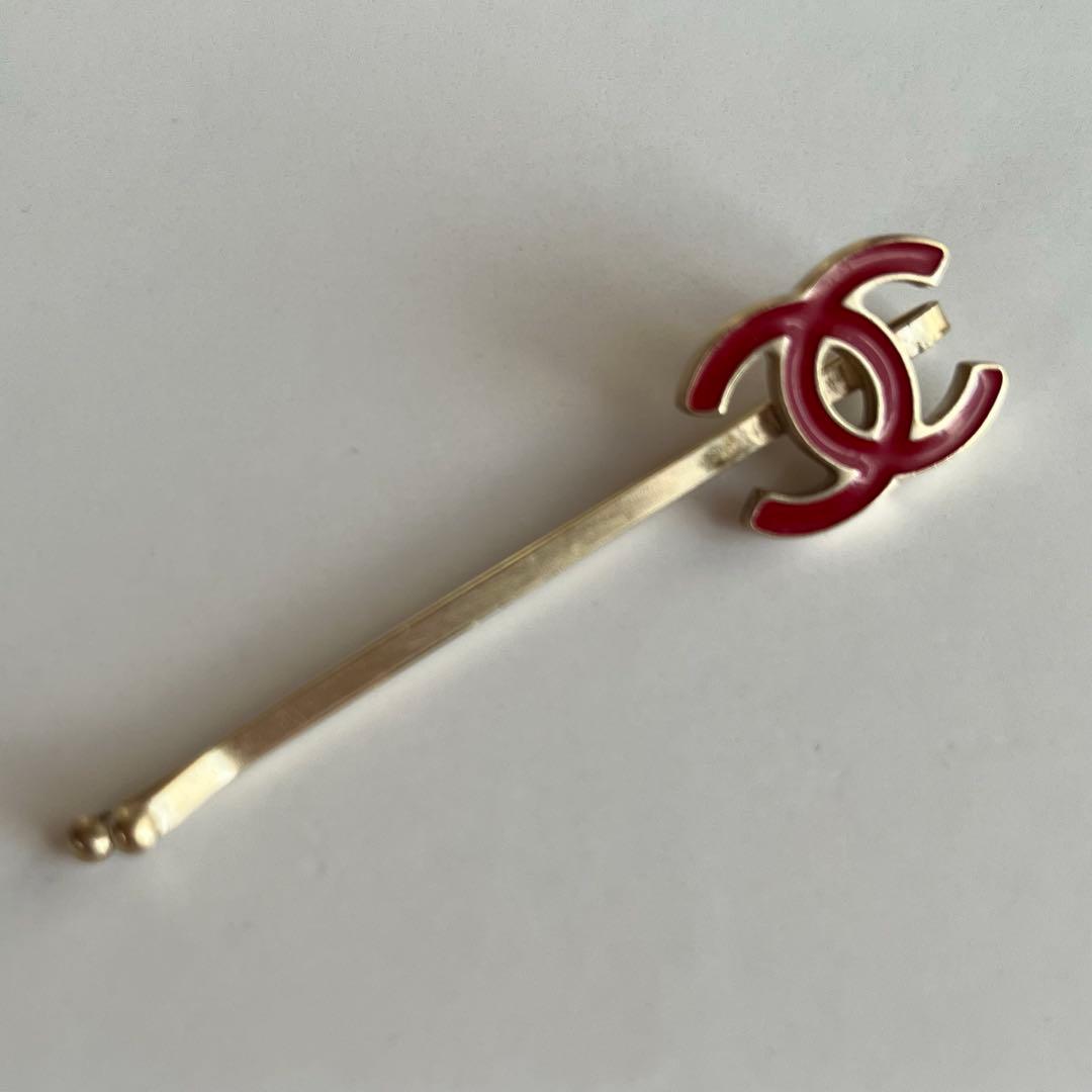 正規品シャネル　ココマーク　ヘアピン　レッド